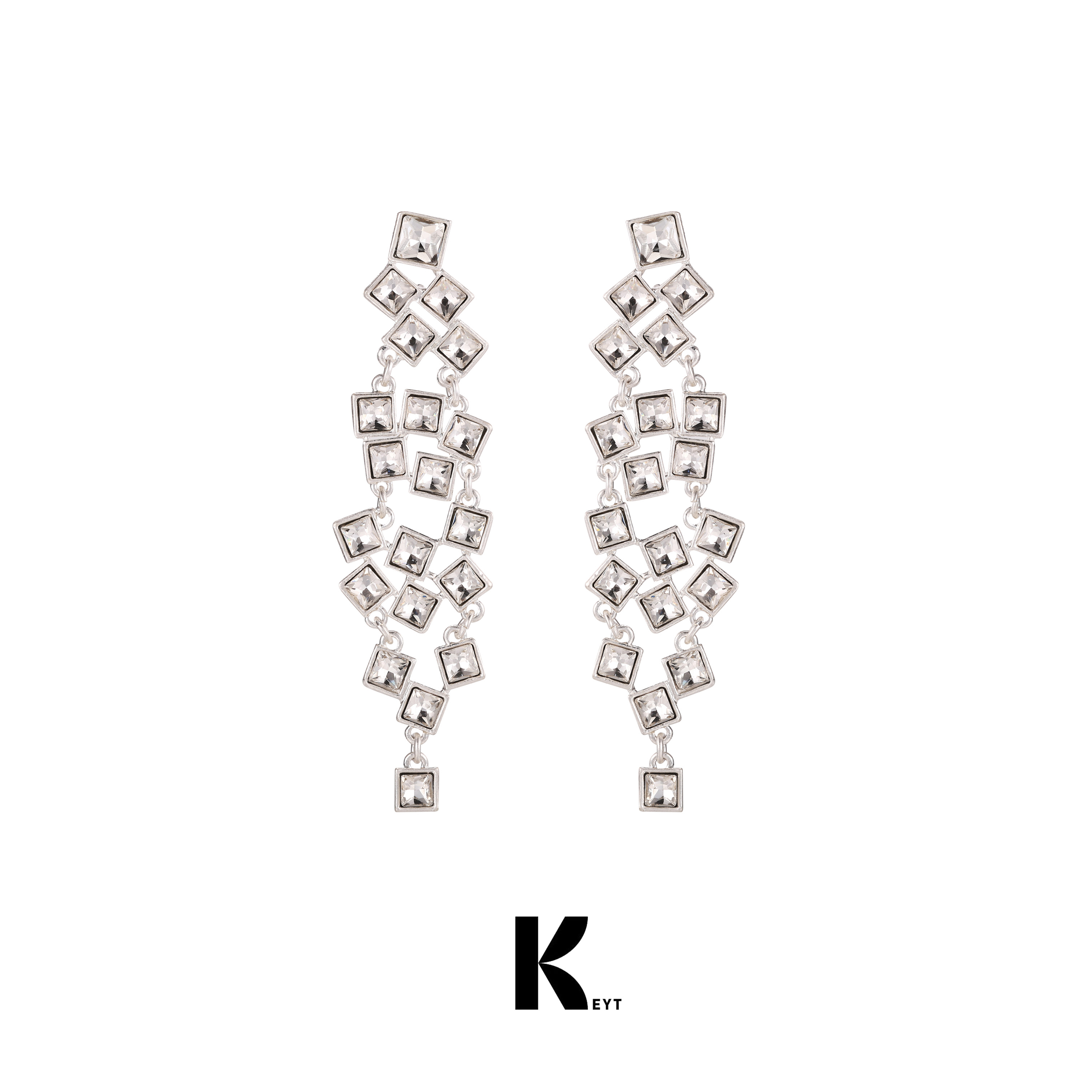 KEYT 铜合金合成锆石耳饰 雪山之巅银色设计款耳饰【粉丝福利】