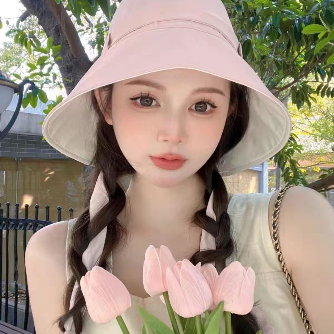 飘带帽渔夫帽女夏Jessica同款甜美太阳帽骑行防紫外线露营防晒帽