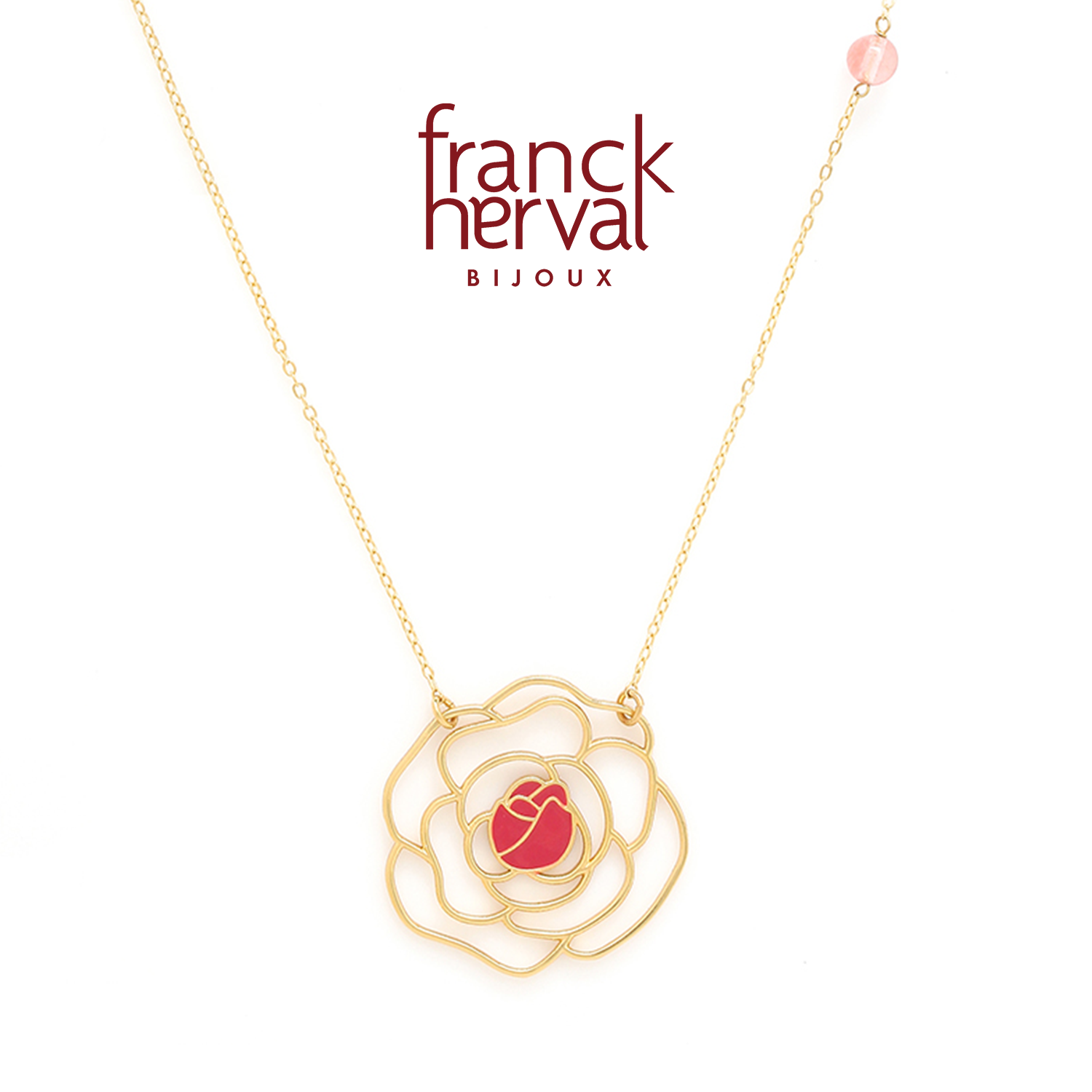 合金项链 法国品牌Franck Herval 山茶花系列 时尚潮流短项链  