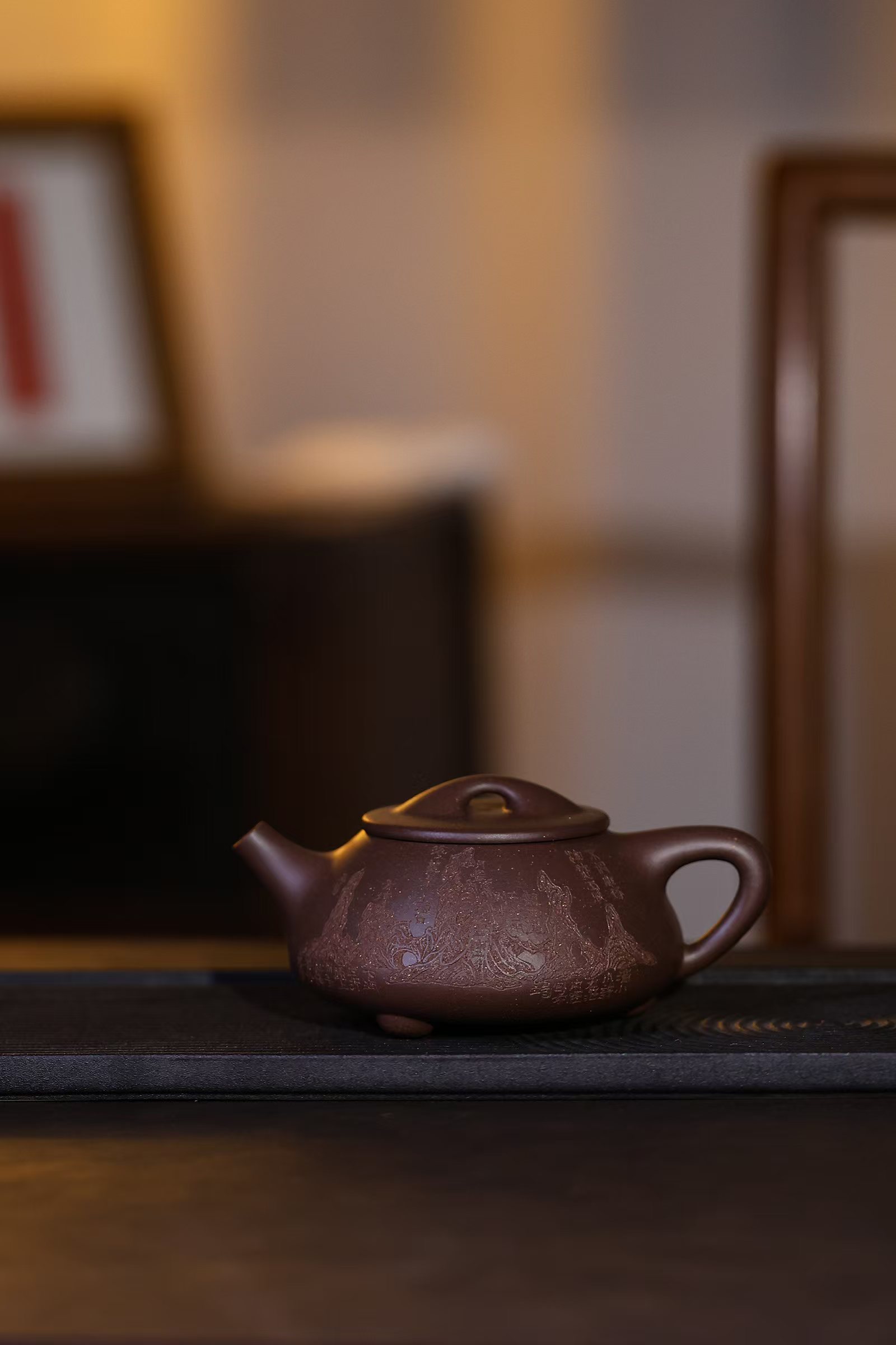 景舟石瓢—原矿底槽清230cc，周老师全手工制，沈彦泽刻