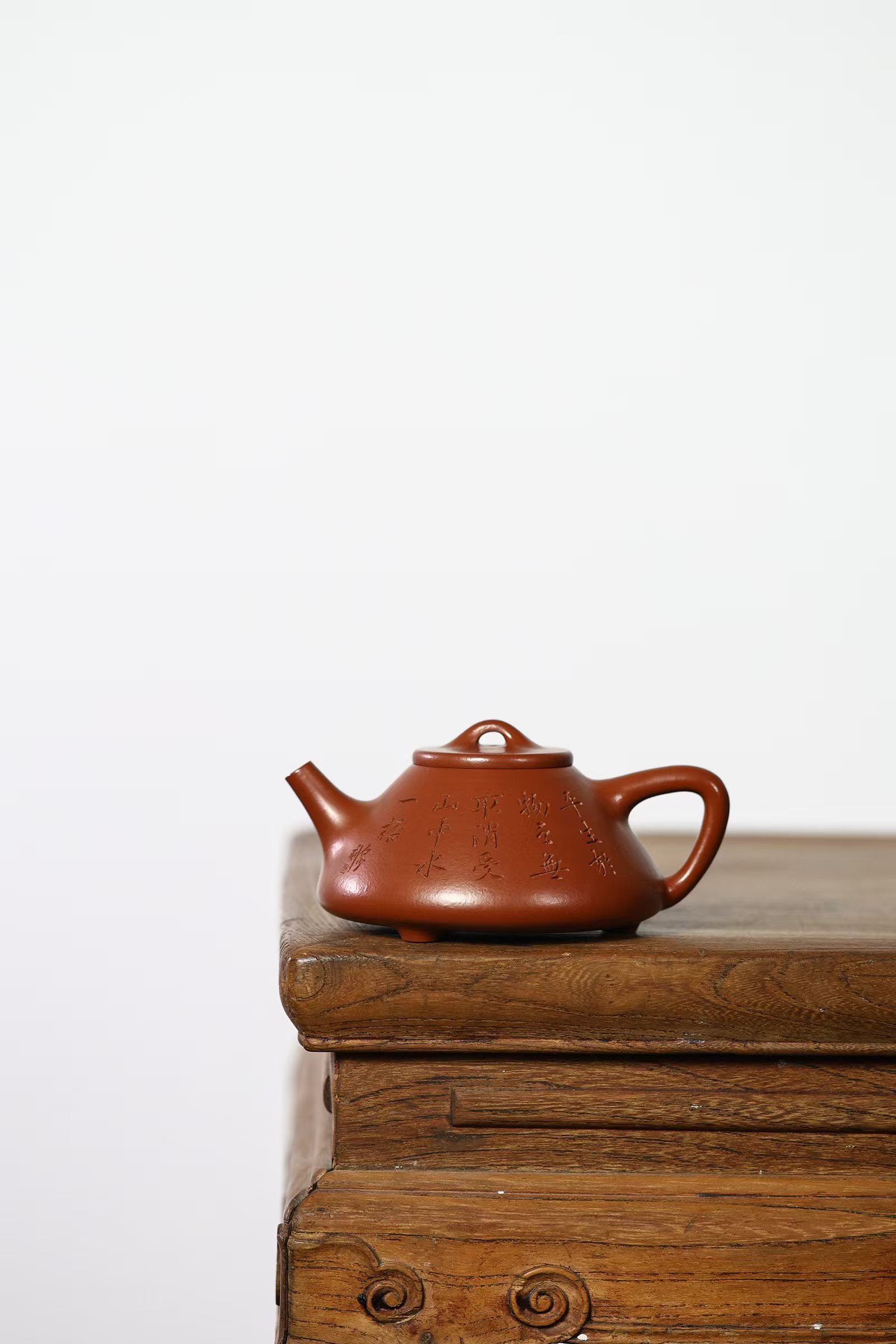 子冶石瓢—原矿朱泥大红袍200cc，武老师全手工制，石少刻