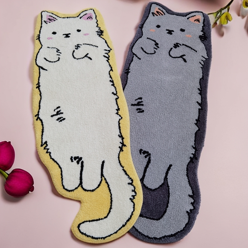 可爱秋喵植绒卧室床边毯可机洗