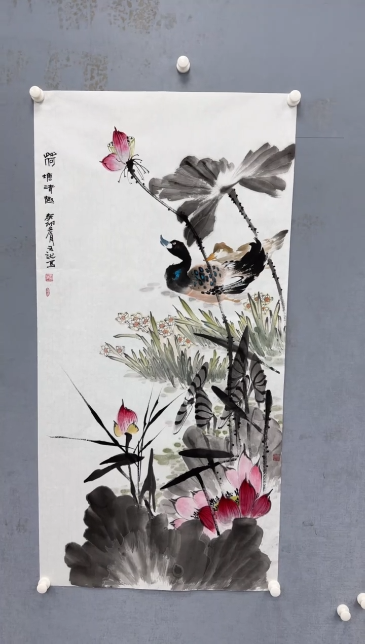 【闪购商品】绘画王龙-荷塘清趣-四尺宣纸
