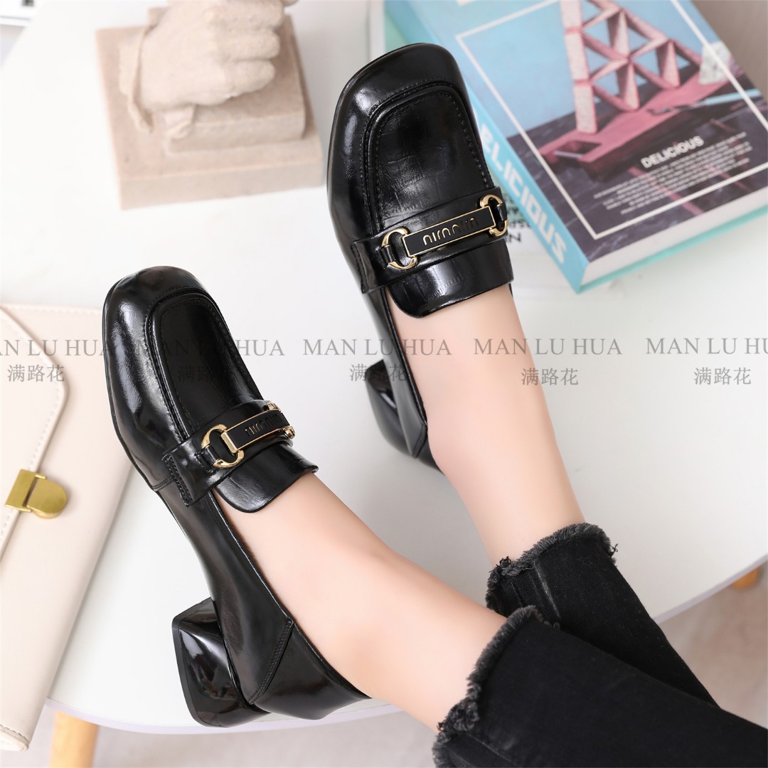 【NO退NO换】头层牛皮单鞋女跟中跟软底软皮百搭洋气舒适5331新款