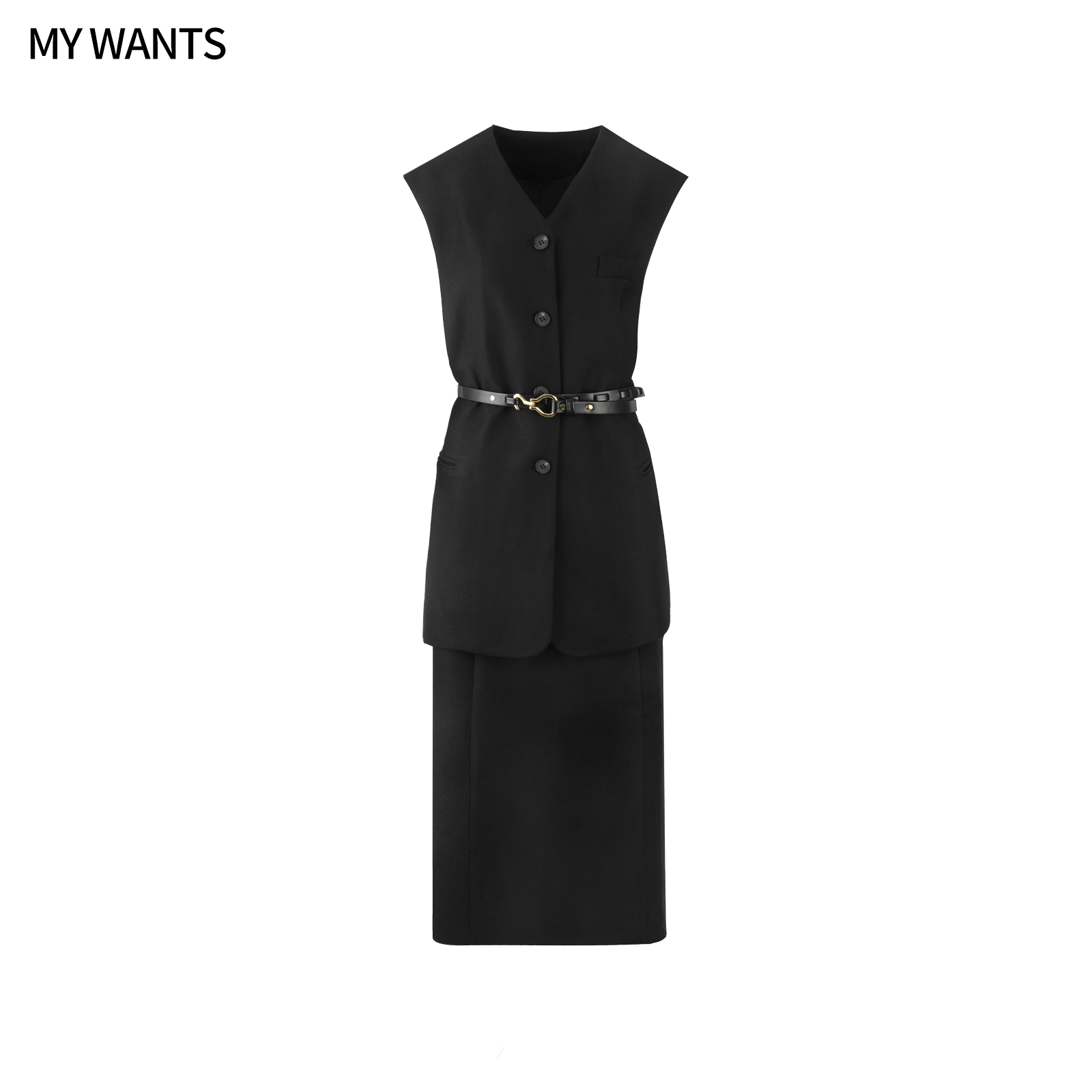 MY WANTS“文艺复苏”~休闲时尚无袖百搭秋季职业修身马甲套装DY690