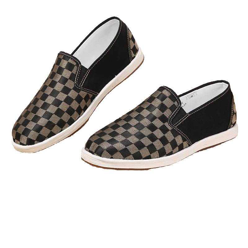 老美华【棋盘格缓震】男士相巾艾草缓震千层底透气布鞋 453101041