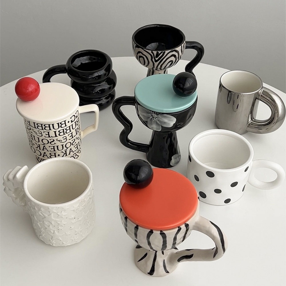 态生活彩色陶瓷球球杯盖万用百搭陶瓷杯潮流马克杯盖好看杯杯盖子