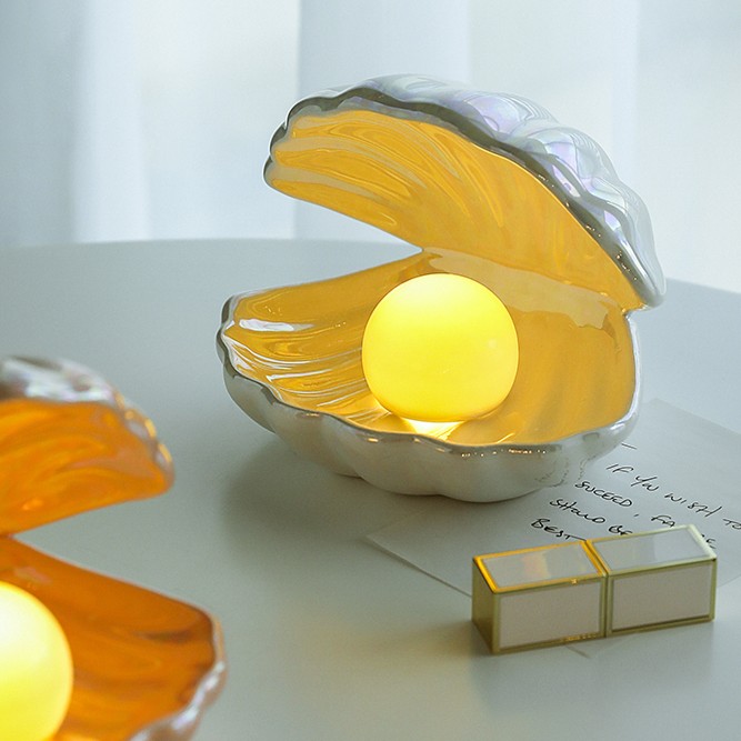 态生活 ins风少女贝壳珍珠小夜灯客厅酒柜玄关卧室房间装饰品摆件