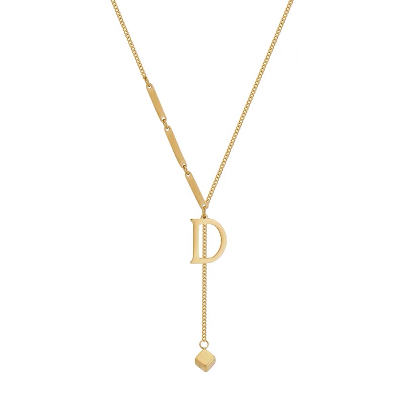 钛钢项链 潮款日韩时尚气质全钢D字母项链女士锁骨链