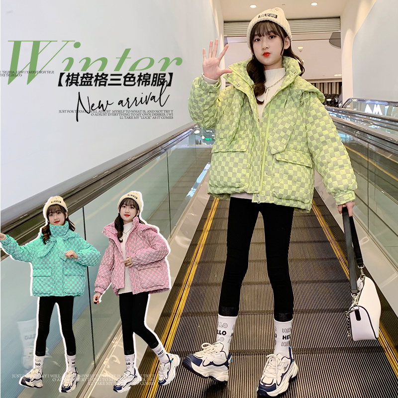 女童棉衣2023新款洋气女孩加厚加绒棉袄儿童冬装时髦棉服外套潮衣