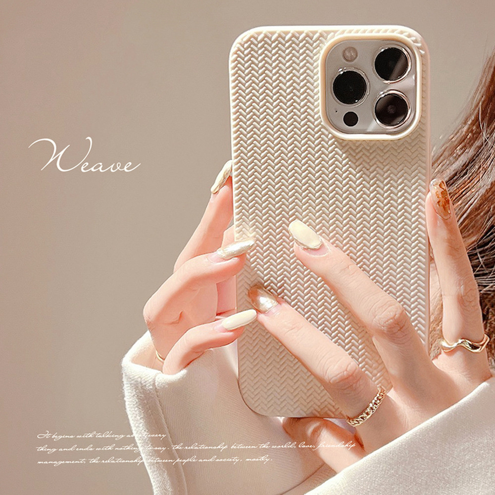 适用iphone编织手机壳编织纹爱心手机壳菲林壳手机套编织款针织纹