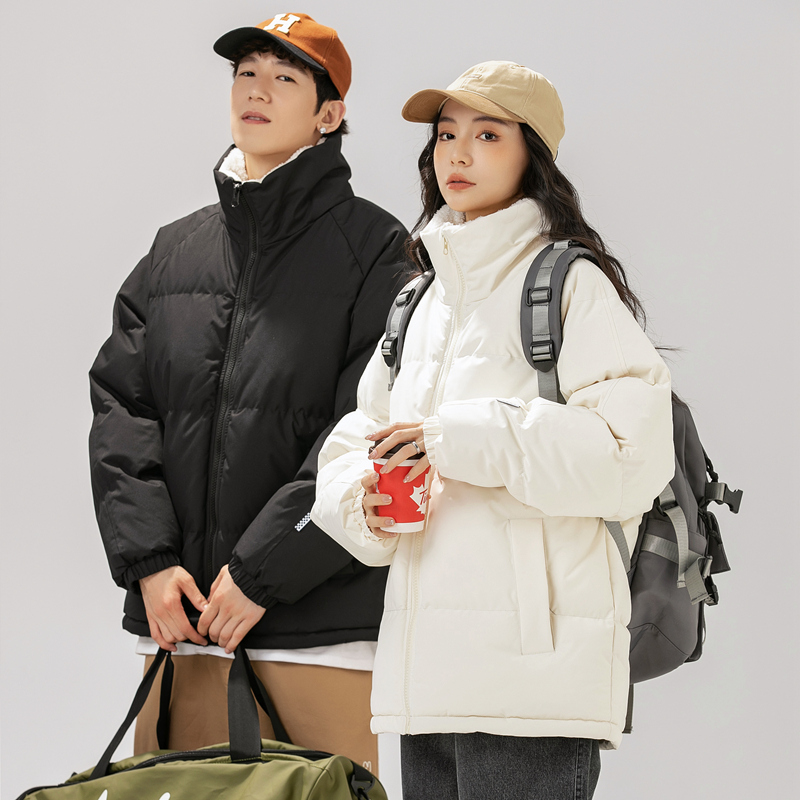情侣装外套棉衣男女秋冬季潮牌加绒加厚情侣款羊羔绒棉袄女面包服