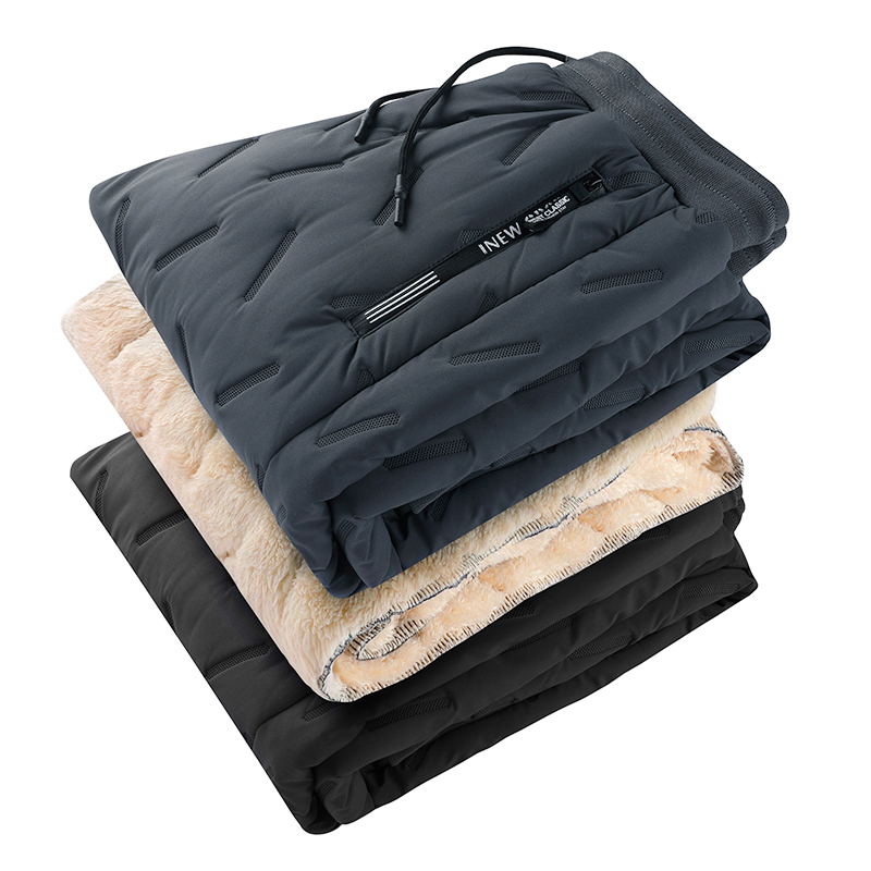 羊羔绒裤子男加厚保暖裤外穿拉链口袋宽松冬季束脚棉裤休闲裤男生