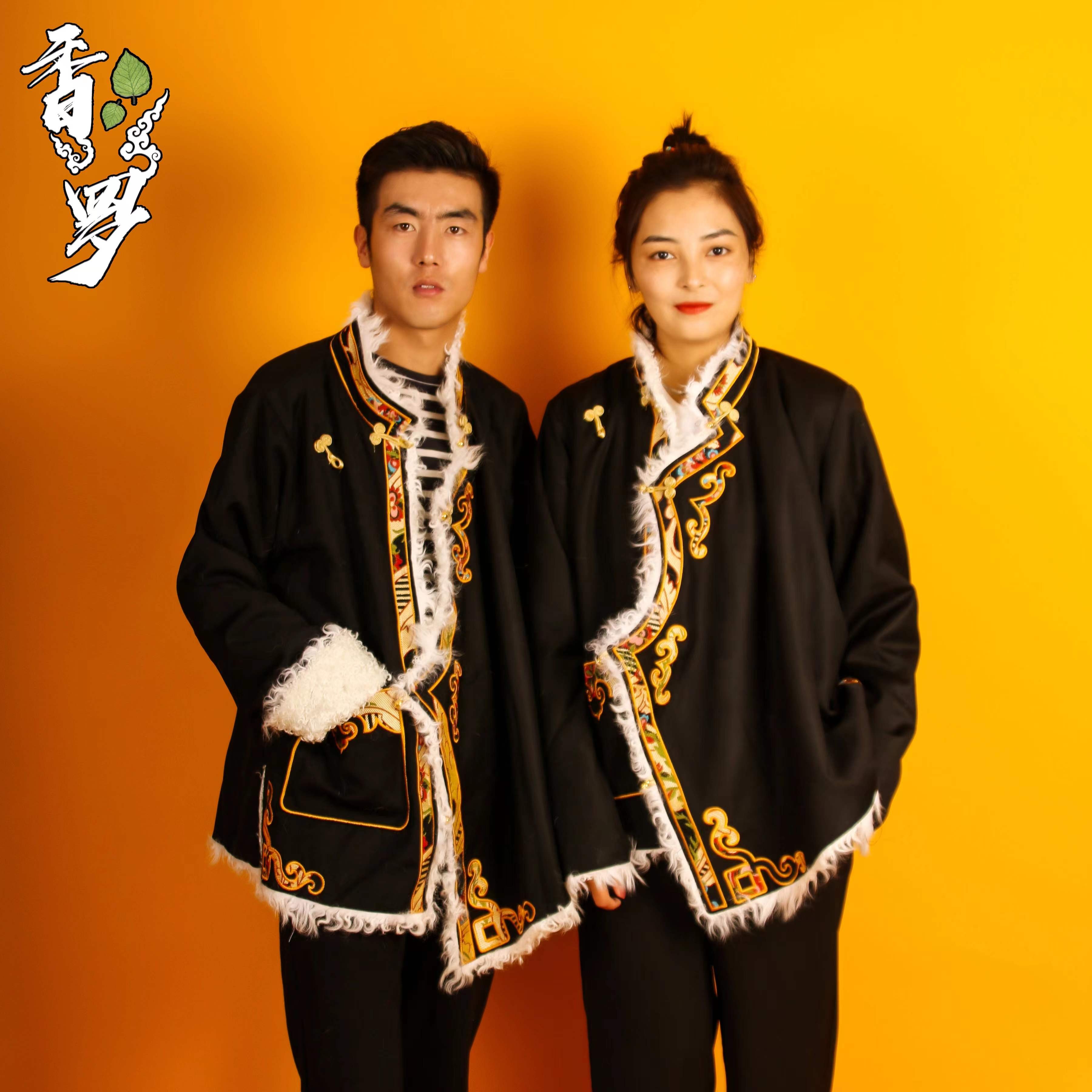 西藏服羊羔毛边子绣花藏式棉服保暖御寒人造毛棉衣刺绣冬季重工