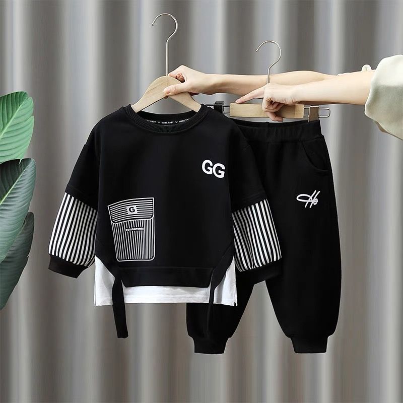 2023新款男童秋款套装男孩春秋装网红痞帅衣服儿童宝宝酷帅气童装