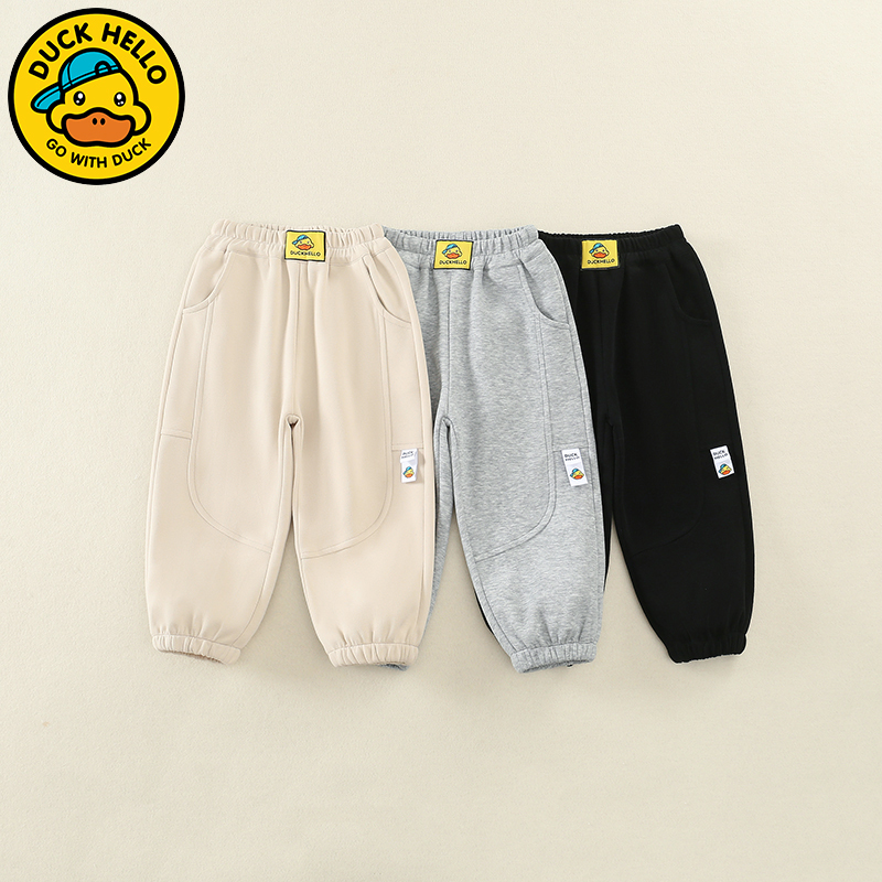 小黄鸭儿童裤子春秋装男女童卫裤2024新款中小童休闲裤百搭春秋季