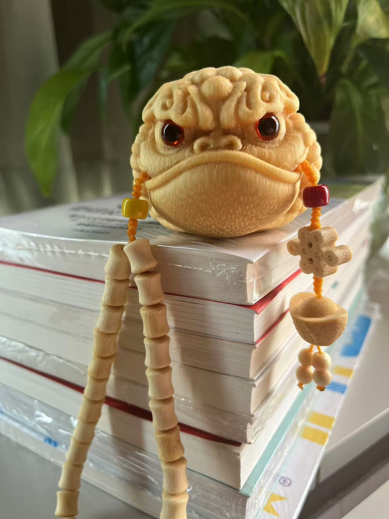 【泽轩阁】实心竹 精雕  手把件 摆件 醒狮6+加配饰