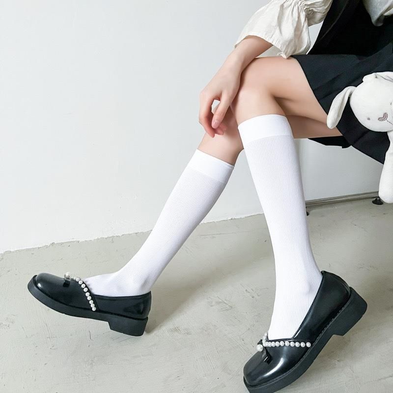 宜白丝女2023春夏季薄款大腿跟高筒过膝袜日系JK中筒袜小腿袜长筒