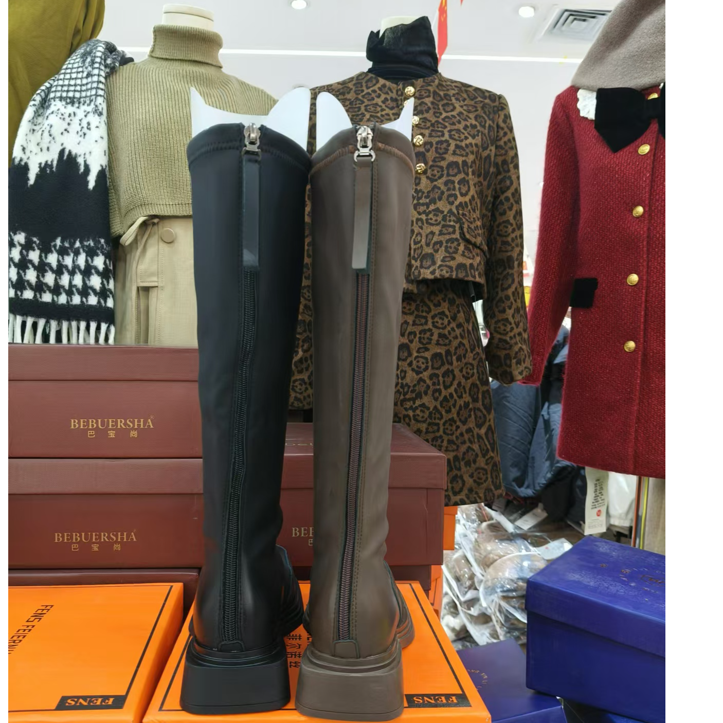 加绒靴时尚女士过膝秋冬长筒加绒时装冬季7773