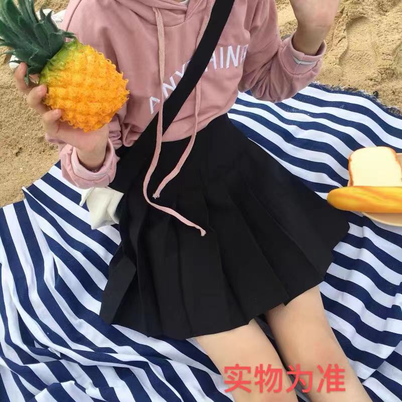 8599-1#春秋新款学院风日系时尚百褶半身裙百搭高腰