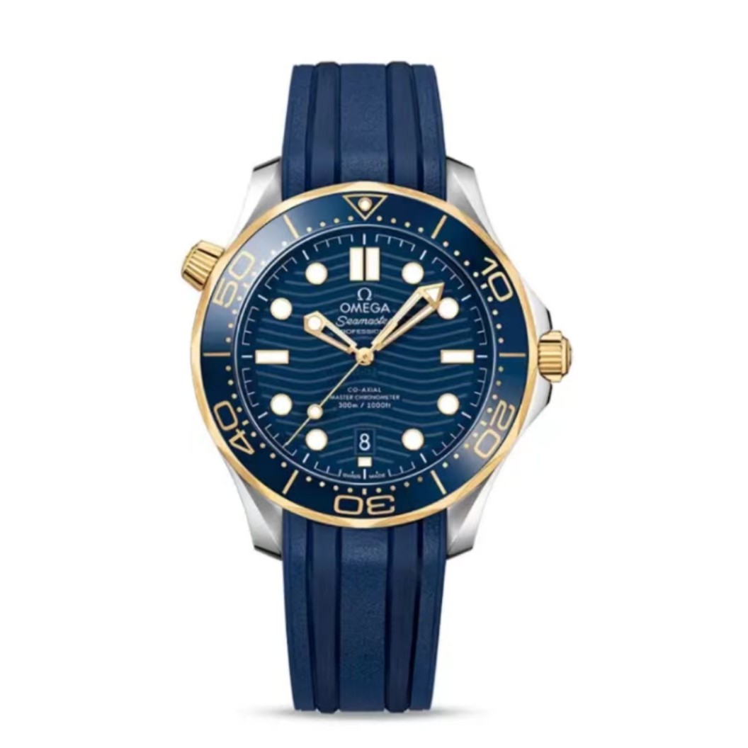 99新 Omega/欧米茄 海马300系列/蓝黄金42mm/男士机械手表防水