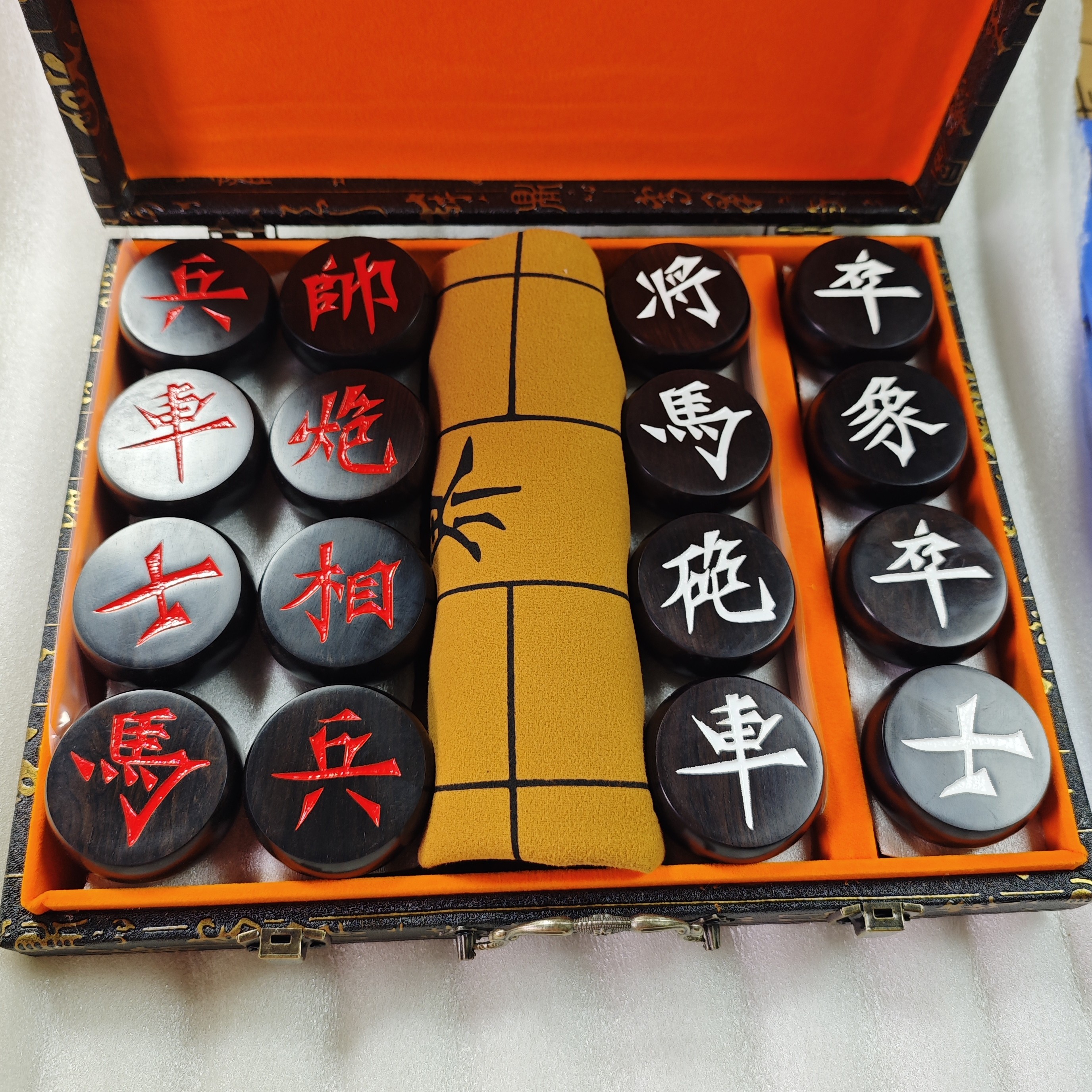 中国象棋紫光檀红木实木高档礼盒套装折叠棋盘送礼