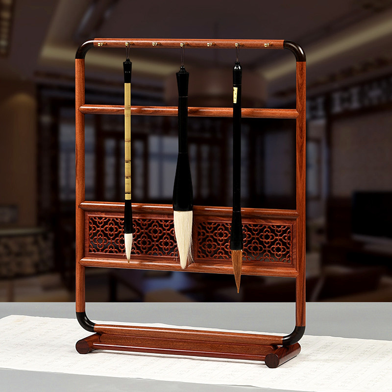 红木毛笔架笔挂笔搁 实木质创意毛笔架子挂笔架 文房四宝书法用品