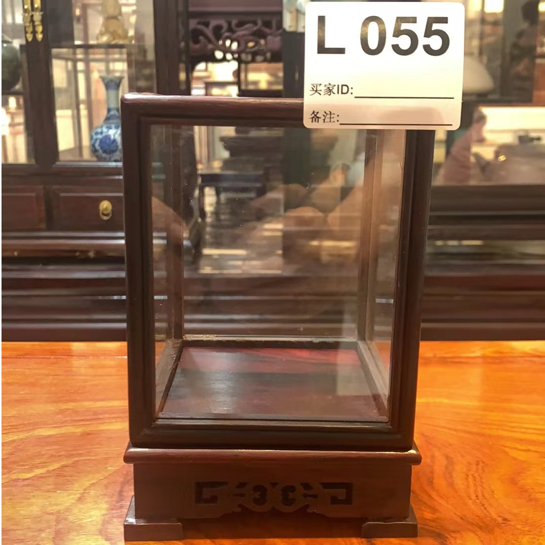 055大叶紫檀玻璃罩摆件工艺品宝笼展示盒防尘罩摆件