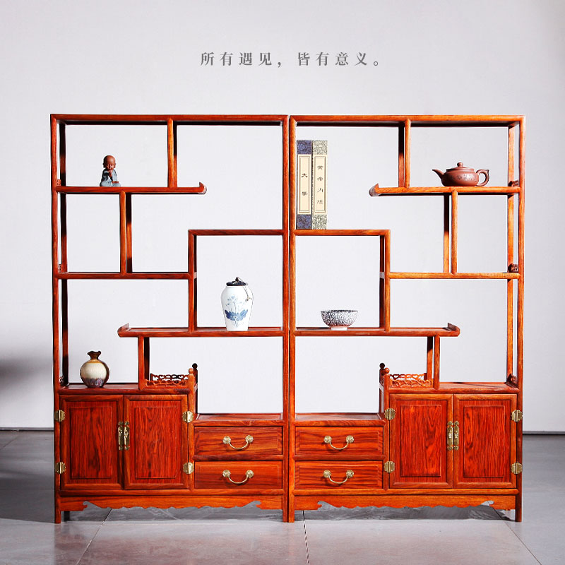 红木小博古架实木中式古董架子置物架茶叶柜展示架玄关柜多宝阁