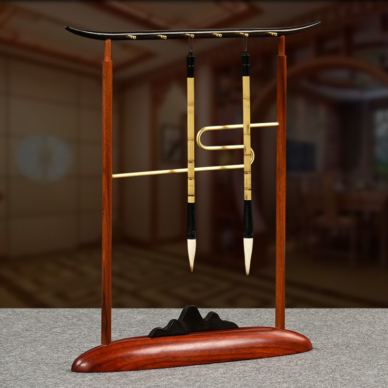 新中式创意毛笔架笔挂实木质毛笔架子笔搁搁笔台文房四宝书法用品