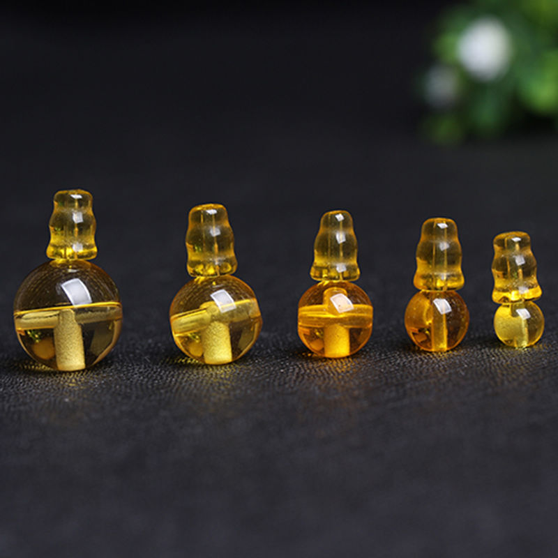 黄水晶通佛头DIY人造水晶圆珠串珠半成品手串手工饰品配件材料