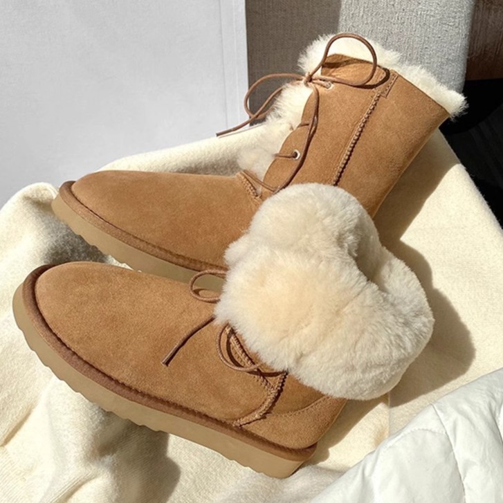 红蜻蜓牌雪地靴女冬2023新款皮毛一体加绒短筒棉靴爆款保暖棉鞋厚