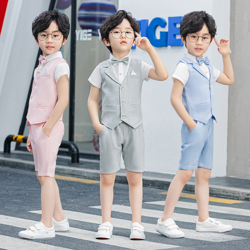 儿童礼服夏季套装男童走秀演出服婚礼花童周岁宝宝生日帅气主持人