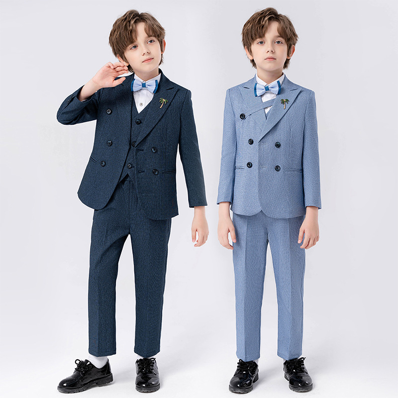男童西装春秋款男孩主持人走秀演出服周岁男宝宝生日礼服婚礼花童