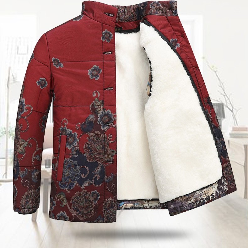 棉袄女士皮毛一体中老年加厚保暖棉服点击长袖外套妈妈装