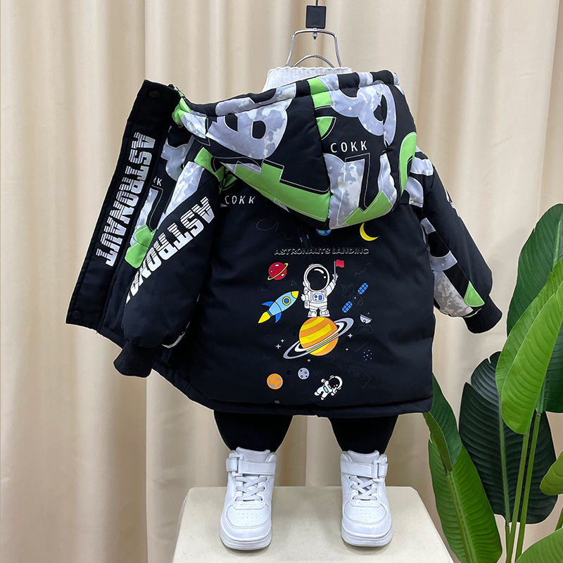 男童加厚棉服加绒外套冬款外套儿童加绒保暖迷彩棉衣外套潮