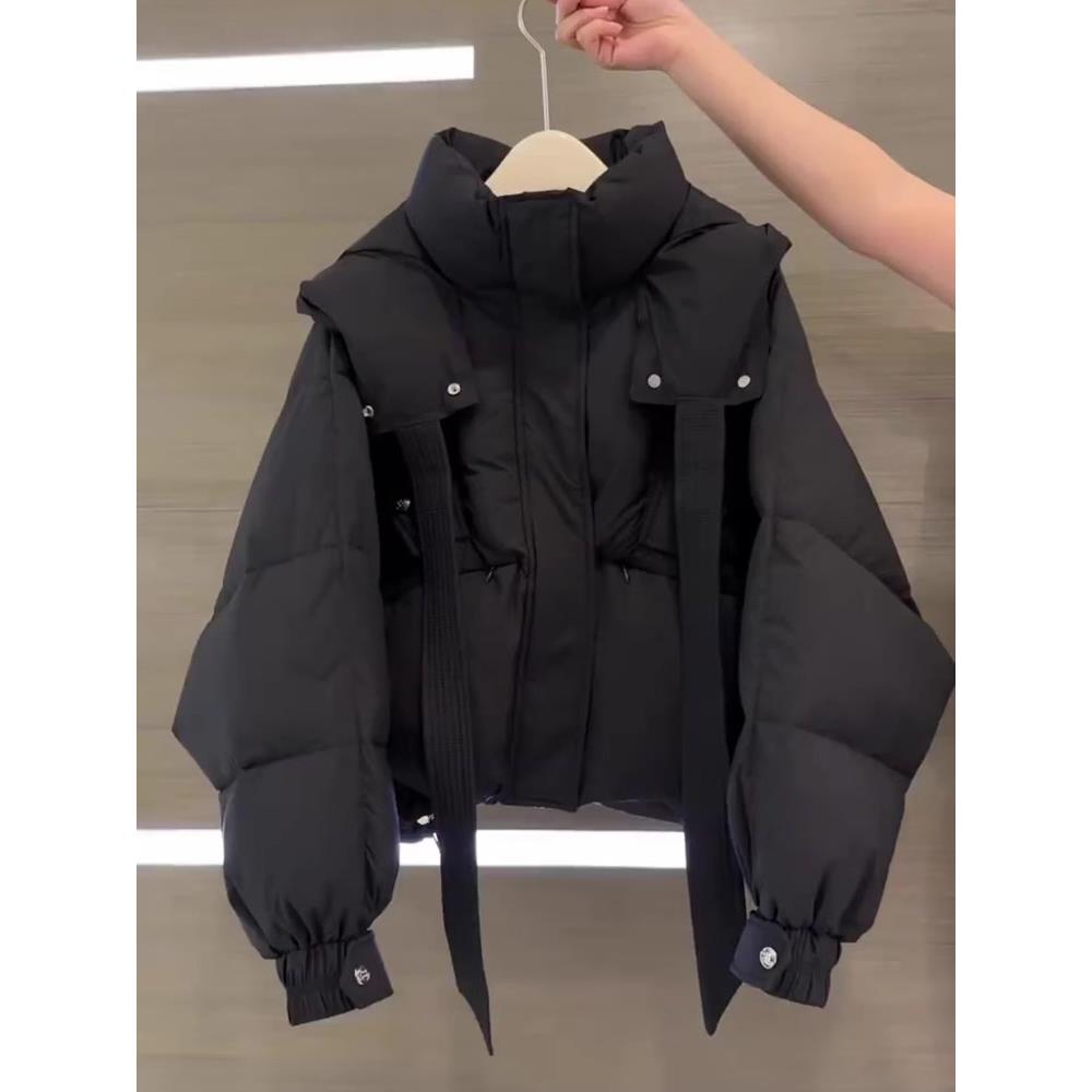 雅鹿2023冬季新款欧货高级感超好看小个子黑色短款羽绒服棉服外套