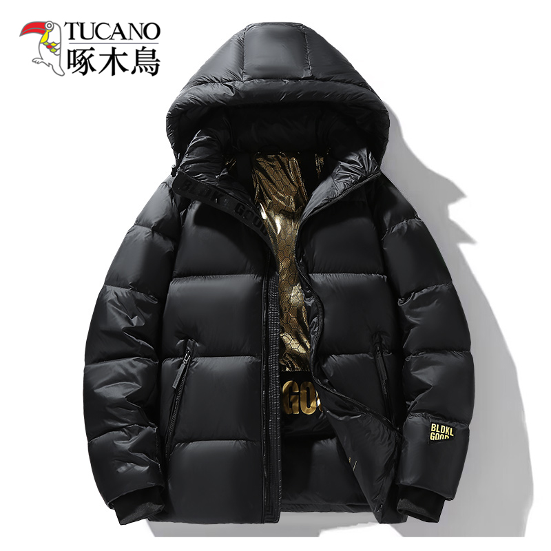 TUCANO/啄木鳥白鹅绒羽绒服男女短款冬季情侣装黑金秋冬防寒加厚