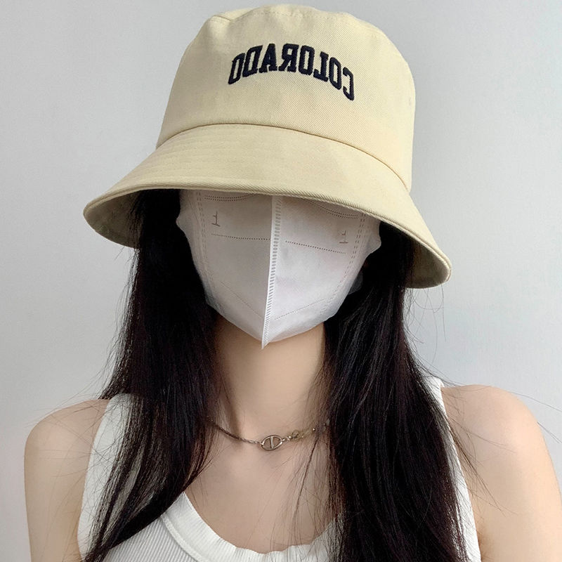字母渔夫帽女夏季日系大头围遮阳素颜帽子显脸小百搭水桶盆帽