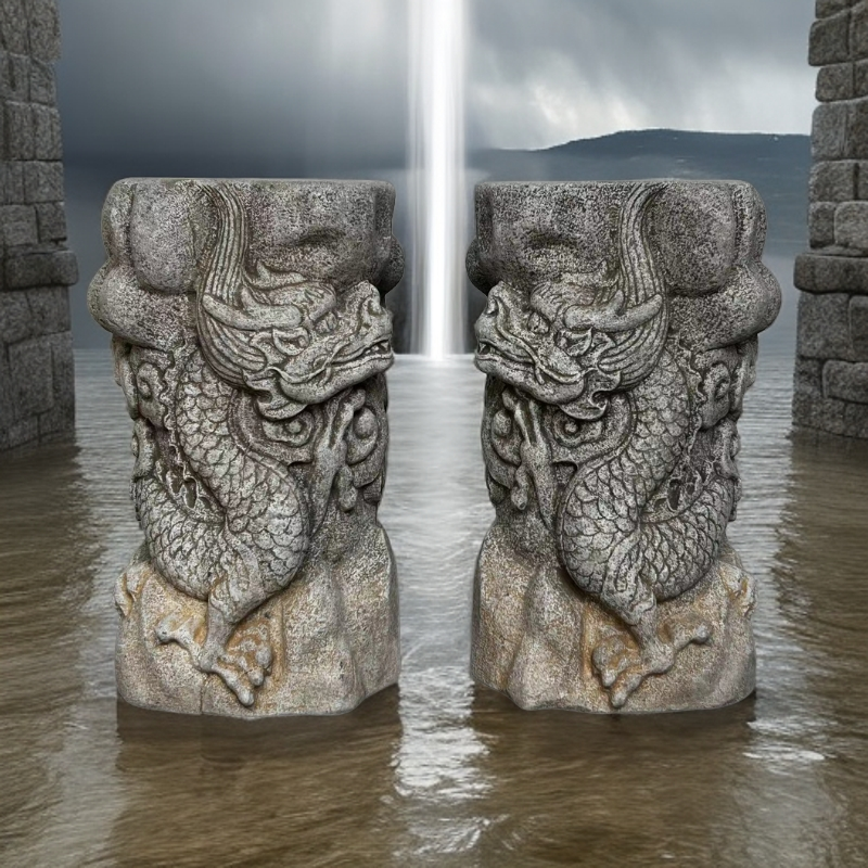 青石龙柱   皮壳完美