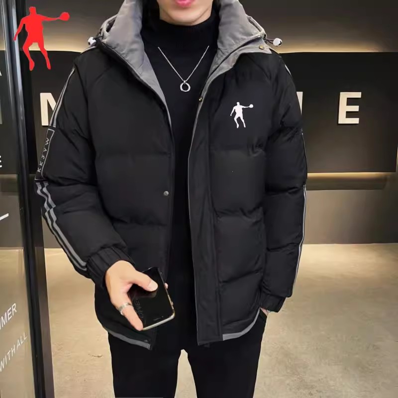 乔丹棉衣男2023新款冬季韩版潮流帅气百搭连帽加厚保暖棉服外套