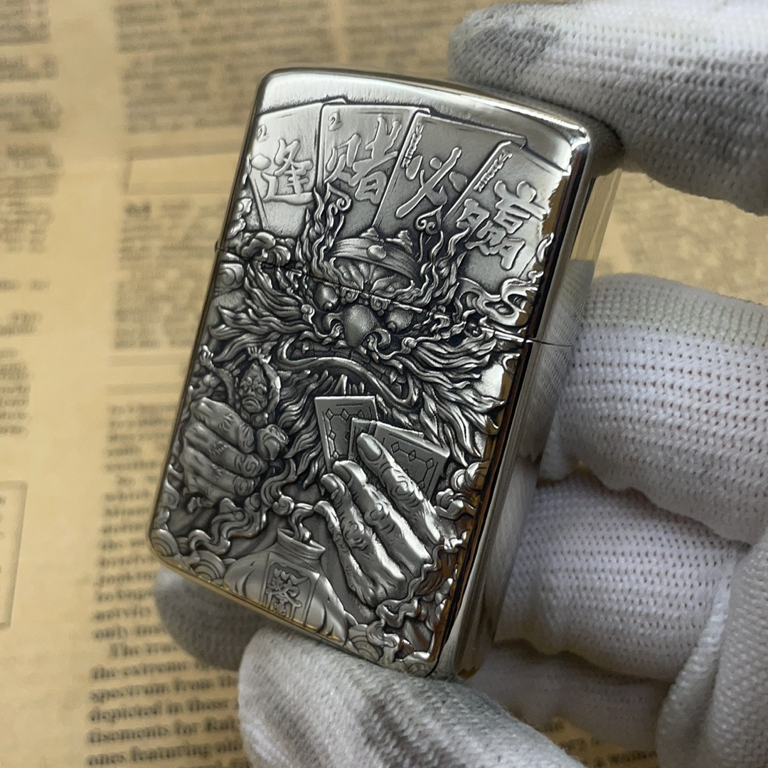佐罗白铜逢赌必赢九尾悟空浮雕没有打火机手工立体银色手雕单面