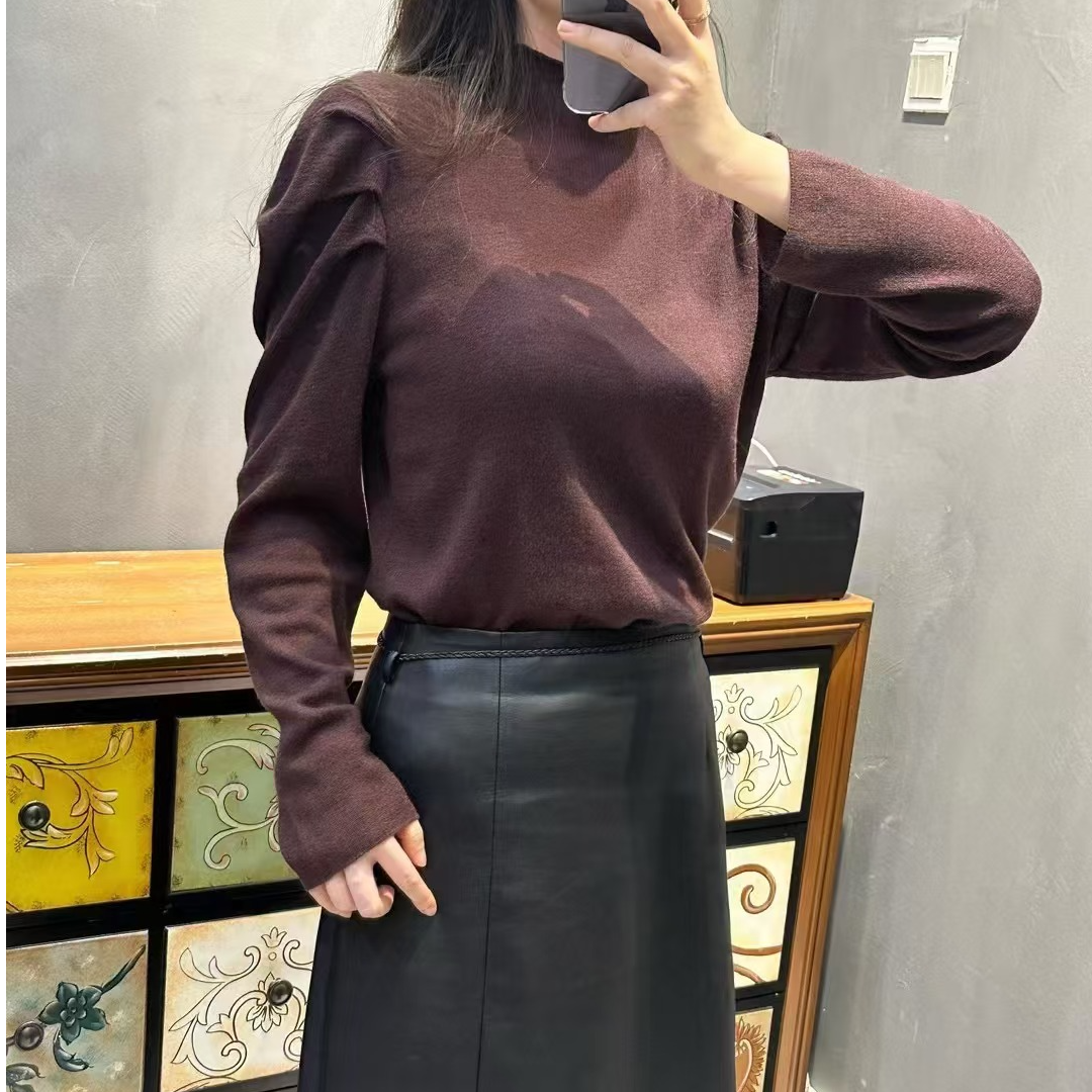秋冬双色网红长袖气质时尚女士百搭简约纯色针织半高领羊毛打底