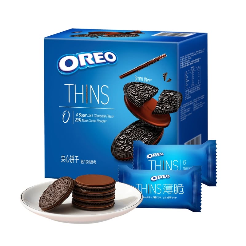 奥利奥薄脆夹心饼干0糖黑巧味 760g