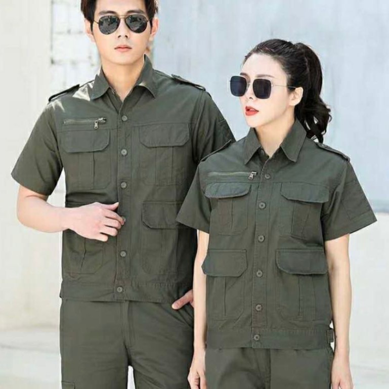 39夏季短袖电焊工汽修劳保服男女薄款短袖透气吸汗工作服套装耐磨
