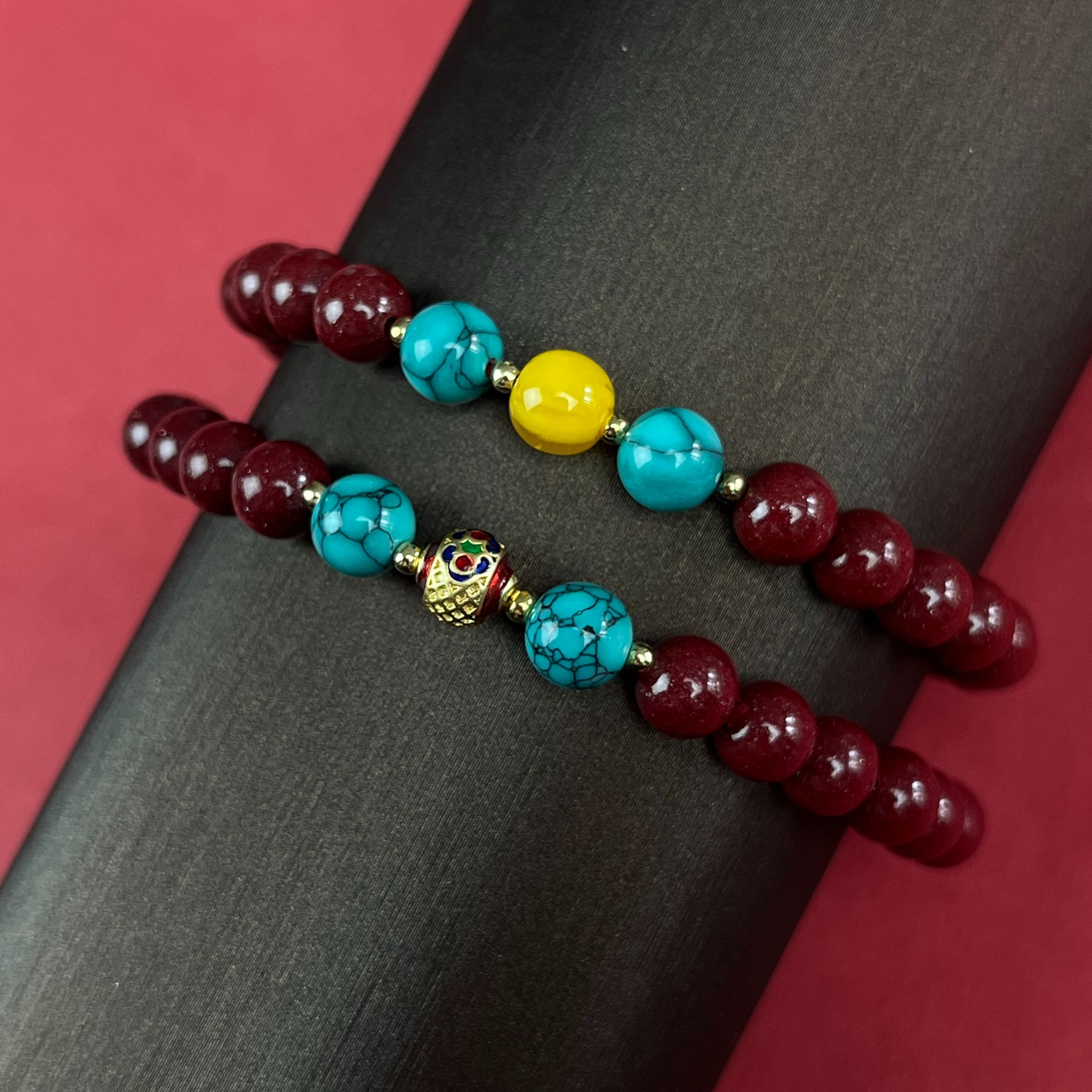 【正品保真】绿松单圈朱砂手串