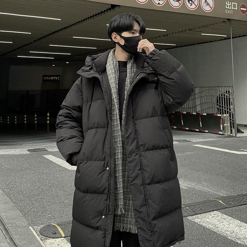 白鸭绒羽绒服男冬季加厚中长款过膝棉服美式潮牌棉衣外套韩系棉袄