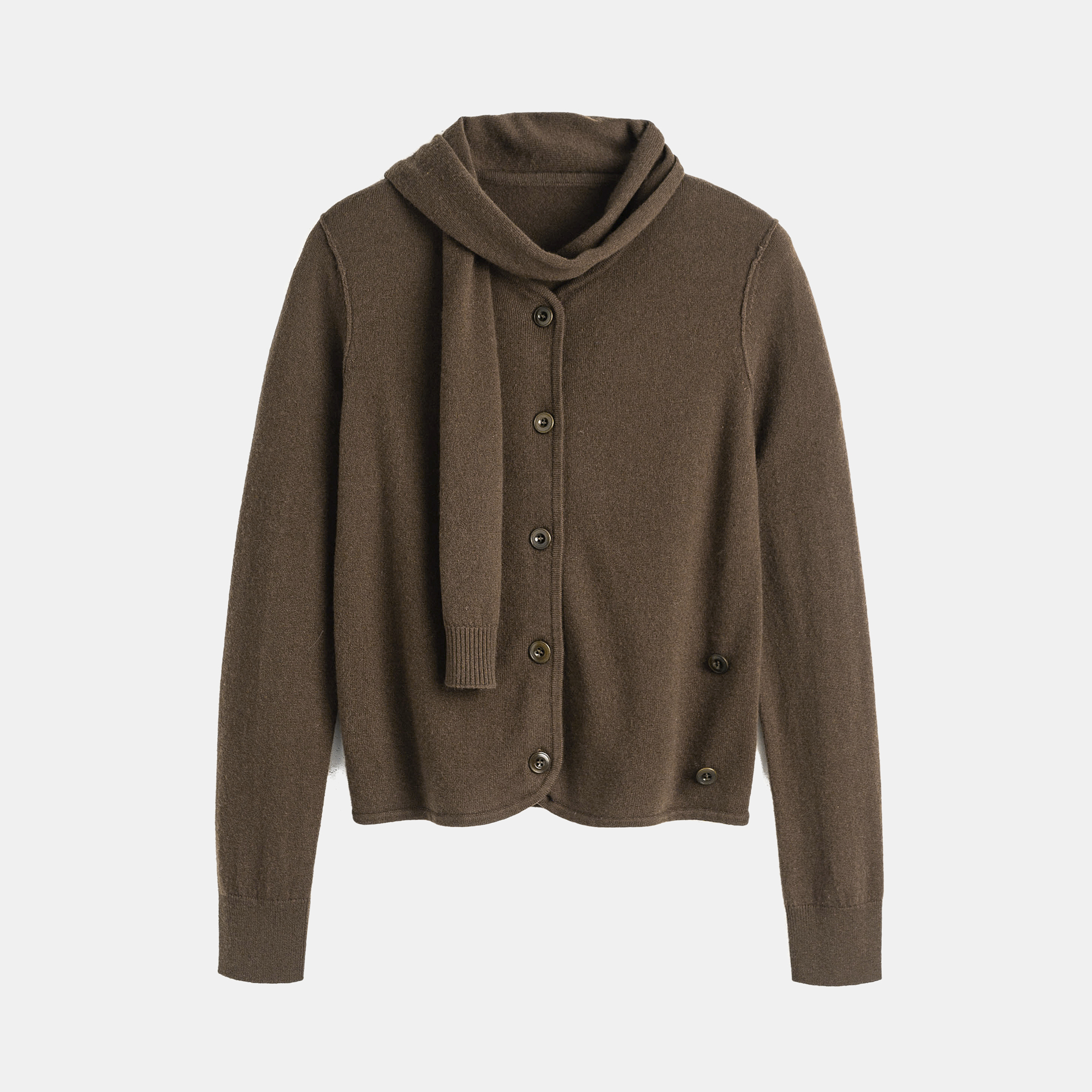 小禾【沉香】100%绵羊毛戴围巾短开衫25SS004