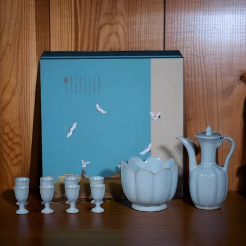 【念恩】汝瓷中式酒杯天青色汝窑酒具套装