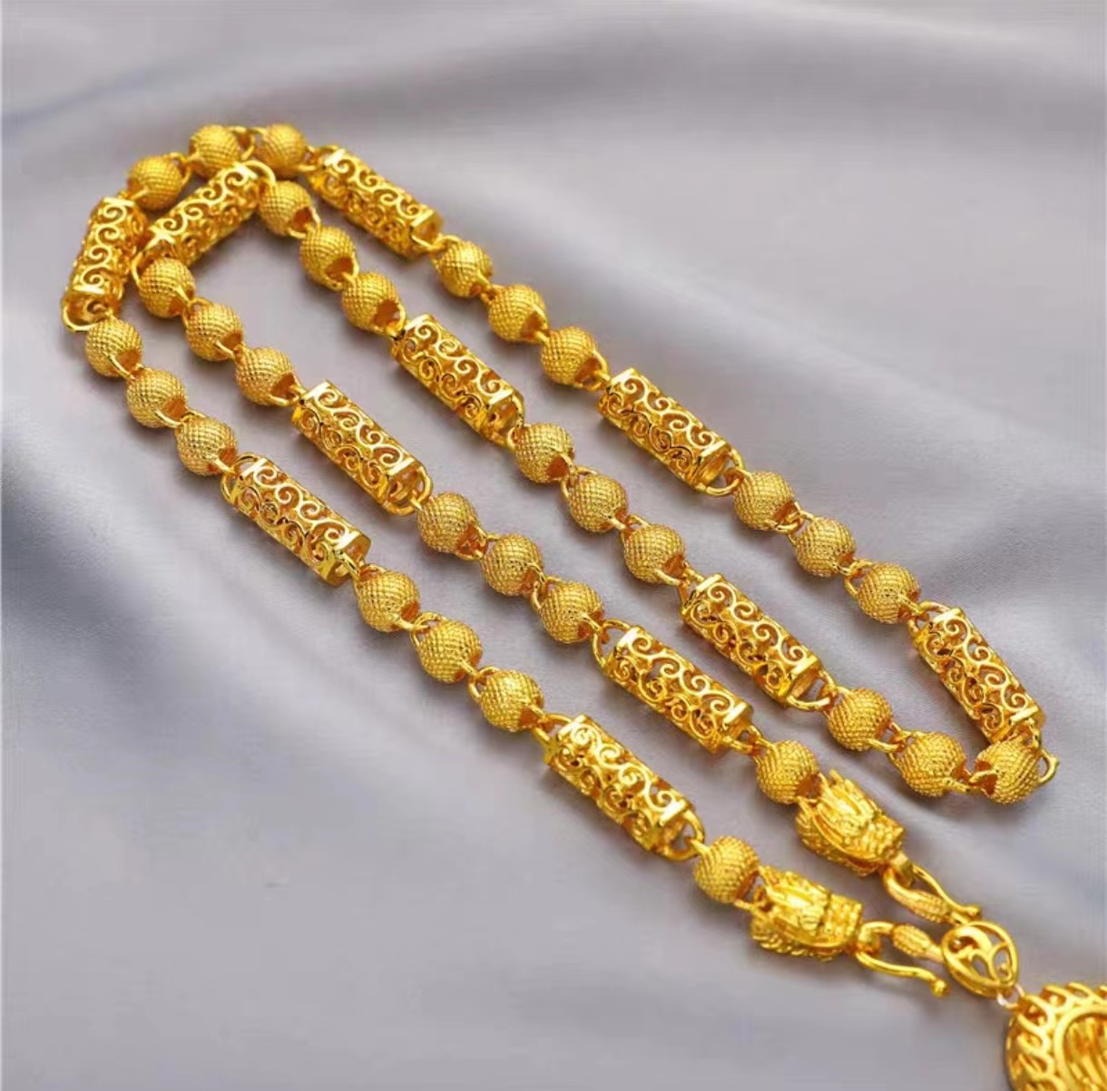 【金福传统专属】霸气飞天龙帝皇项链 男款大气金色气质